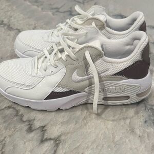 Nike Air Max White, mink brown and Gray Athletic Shoes